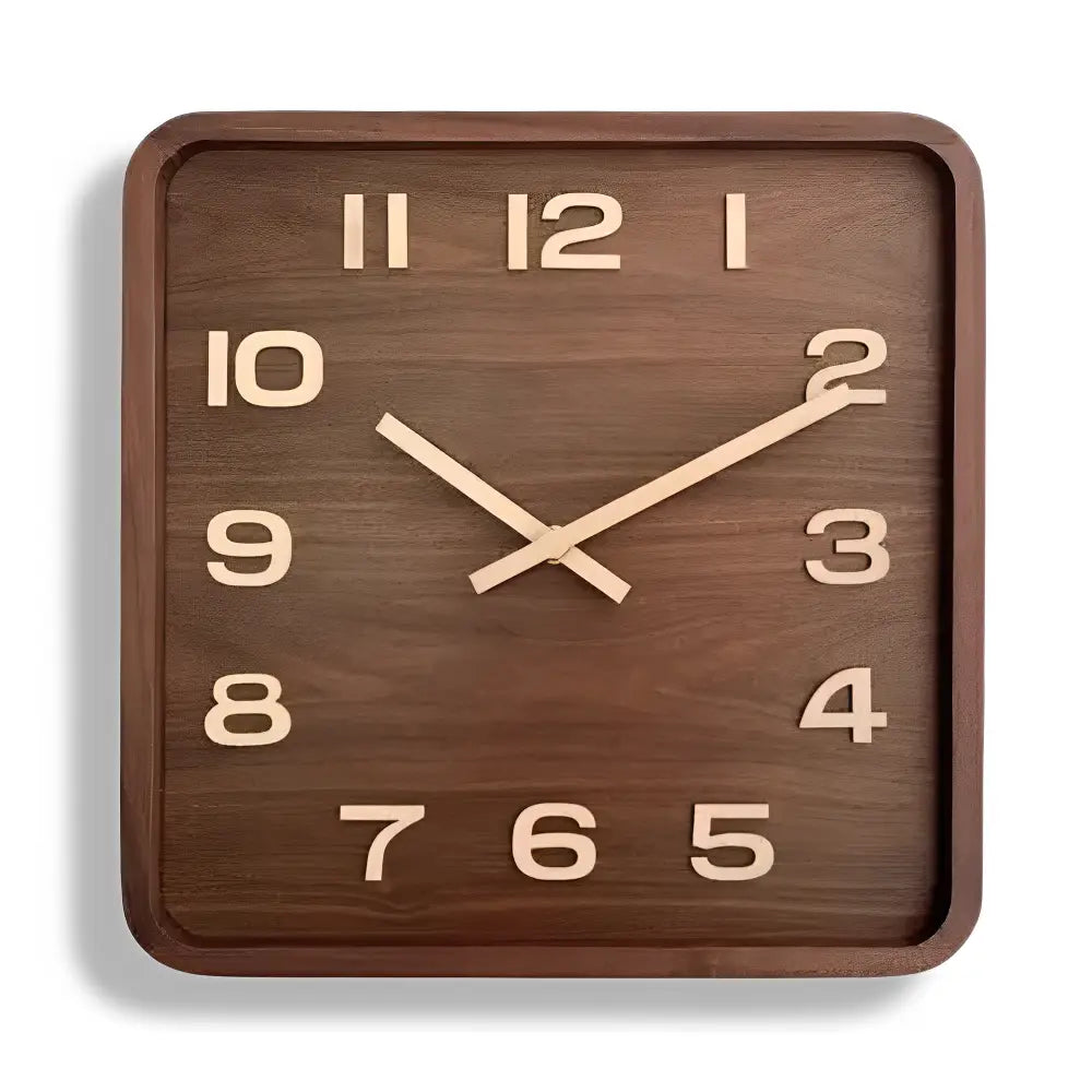 Horloge Murale Carrée en Bois - Horloges murales - 25 Cm