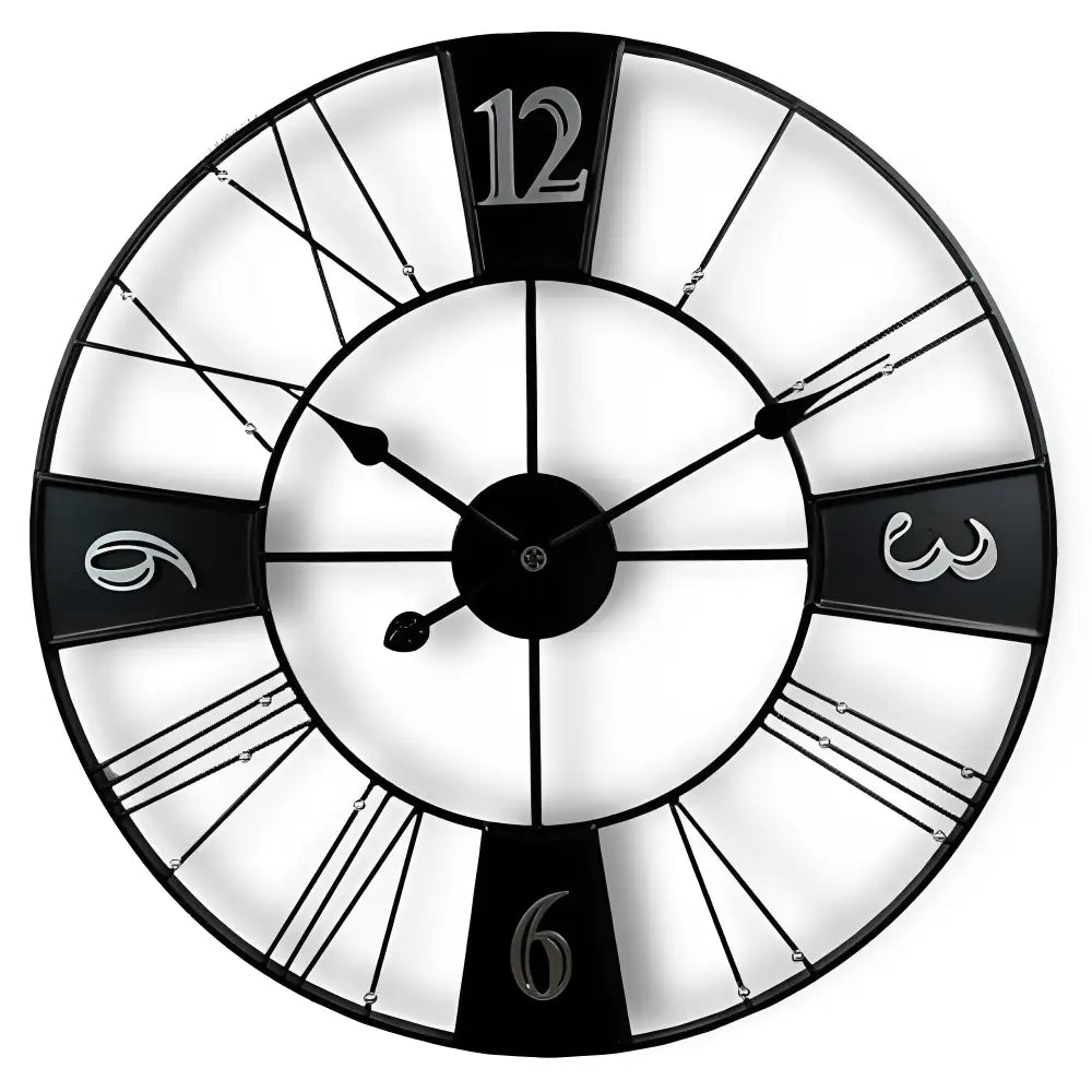 Horloge Murale Métal 60 cm - Horloges murales - Noir Caractères Argent