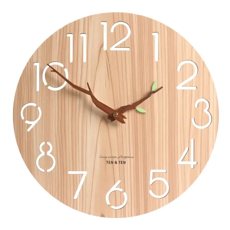 Horloge Murale en Bois - Horloges murales - Bois avec feuille